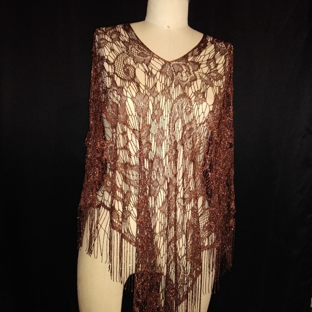 Beautiful shimmer fringe poncho